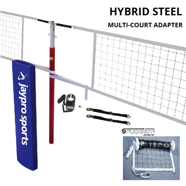 Hybrid Steel Volleyball Net Center Upright System (3 in. Floor Sleeve) - NFHS, NCAA, USVBA Compliant